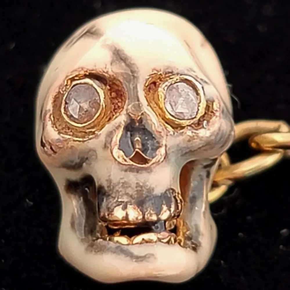 Antique Snake Skull Enamel Diamond Cuff Links 14K Yellow Gold-Estate Jewelry 10g